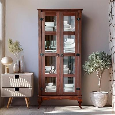 Cristaleira 2 Portas Madeira Maciça Rústica Sala De Jantar Imbuia