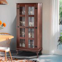 Cristaleira 2 Portas Madeira Maciça Rústica Sala De Jantar Imbuia - 3