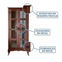Cristaleira 2 Portas Madeira Maciça Rústica Sala De Jantar Imbuia - 6