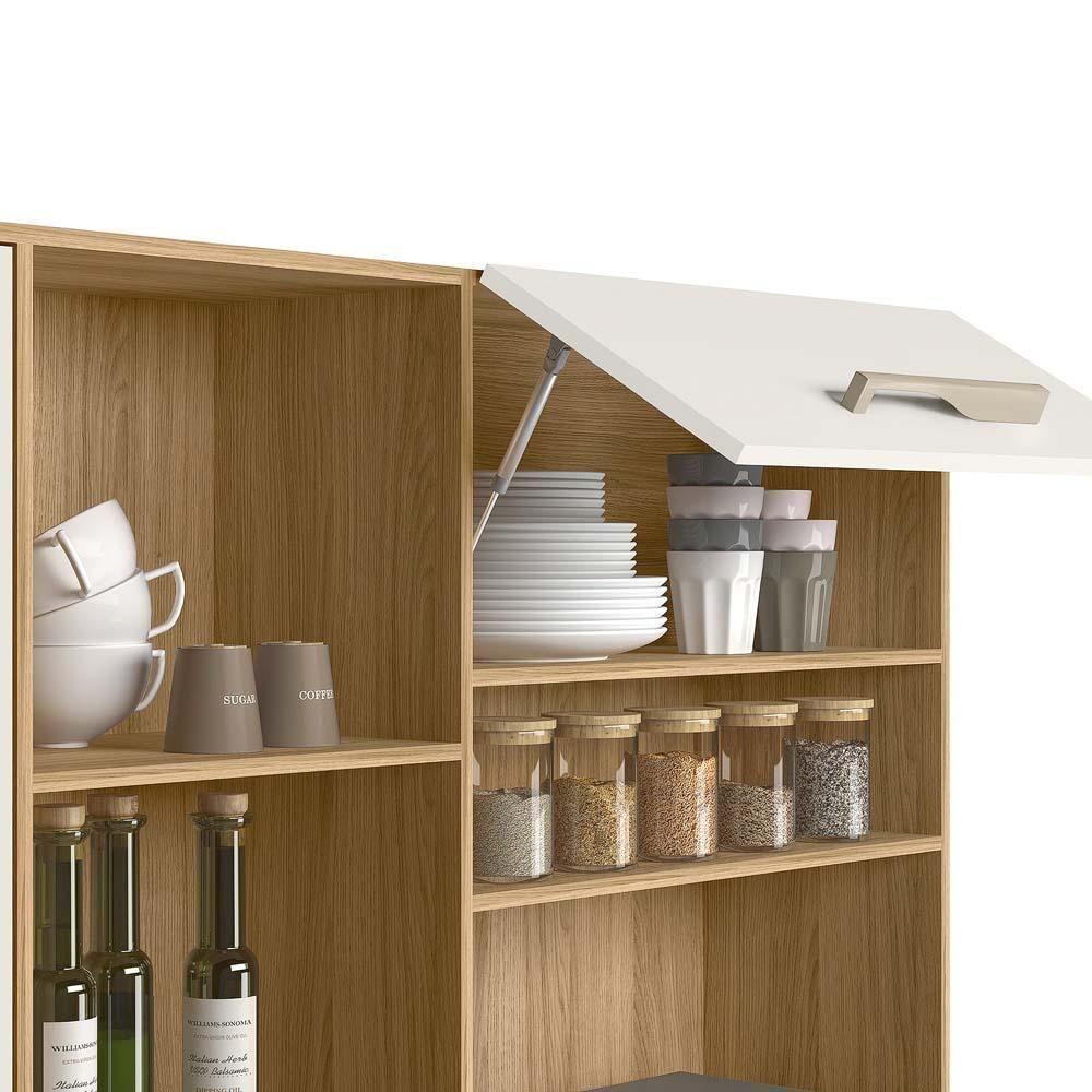 Armário Cozinha Compacta Completa 5 Portas 3 Gavetas Cristal Freijo-off White - 5