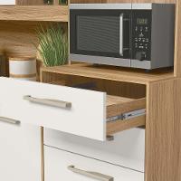 Armário Cozinha Compacta Completa 5 Portas 3 Gavetas Cristal Freijo-off White - 3