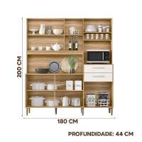 Armário Cozinha Compacta Completa 5 Portas 3 Gavetas Cristal Freijo-off White