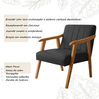 Kit 2 Poltronas Decorativa Com Braço Em Madeira Maciça Livia Courino Preto - 3
