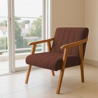 Kit 2 Poltronas Decorativa Com Braço Em Madeira Maciça Livia Veludo Marrom - 2