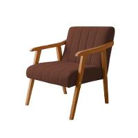 Kit 2 Poltronas Decorativa Com Braço Em Madeira Maciça Livia Veludo Marrom - 5