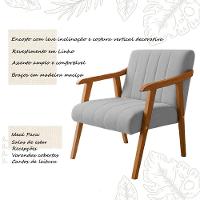 Kit 2 Poltronas Decorativa Com Braço Em Madeira Maciça Livia Linho Cinza - 3