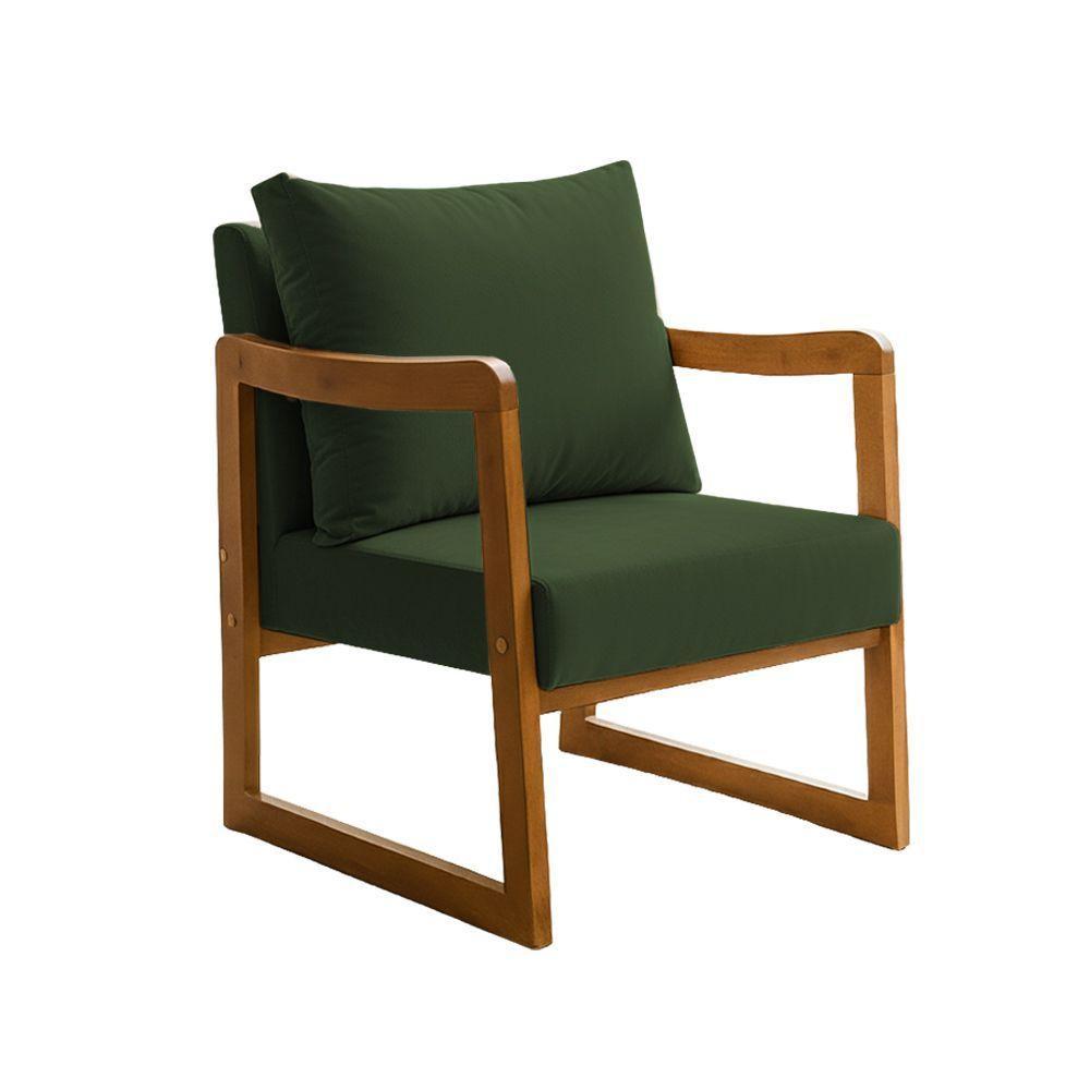 Poltrona Decorativa Com Braço Em Madeira Maciça Alice Veludo Verde - 2