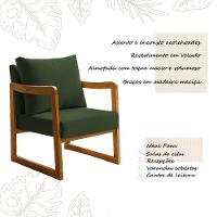 Poltrona Decorativa Com Braço Em Madeira Maciça Alice Veludo Verde - 3