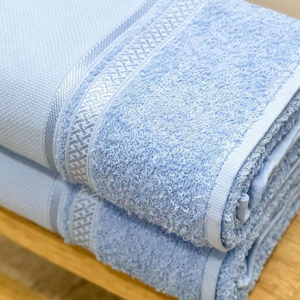 Toalha Visita Para Bordar Teka Criativa 30x50cm Azul Claro - 3