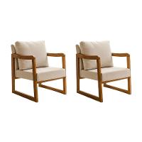 Kit 2 Poltronas Decorativa Com Braço Em Madeira Maciça Alice Linho Bege - 1