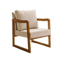 Kit 2 Poltronas Decorativa Com Braço Em Madeira Maciça Alice Linho Bege - 5