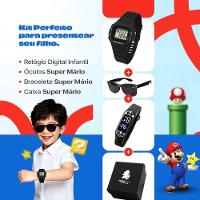 Relogio Infantil Digital Led Preto + Caixa Protecao Uv Silicone Acetato Pulseira Ajustavel Crianca - 2