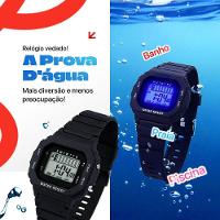 Relogio Infantil Digital Led Preto + Caixa Protecao Uv Silicone Acetato Pulseira Ajustavel Crianca - 3