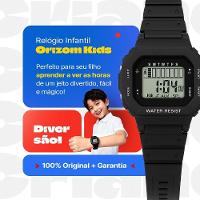 Relogio Infantil Digital Led Preto + Caixa Protecao Uv Silicone Acetato Pulseira Ajustavel Crianca - 5