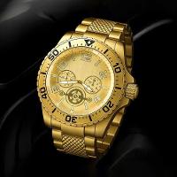 Relogio Banhado Masculino Aco + Pulseira + Corrente Grumet Social Analogico Original Dourado Cordao - 4