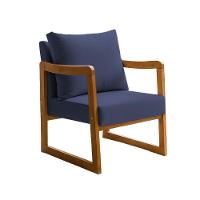 Poltrona Decorativa Com Braço Em Madeira Maciça Alice Veludo Azul - 2