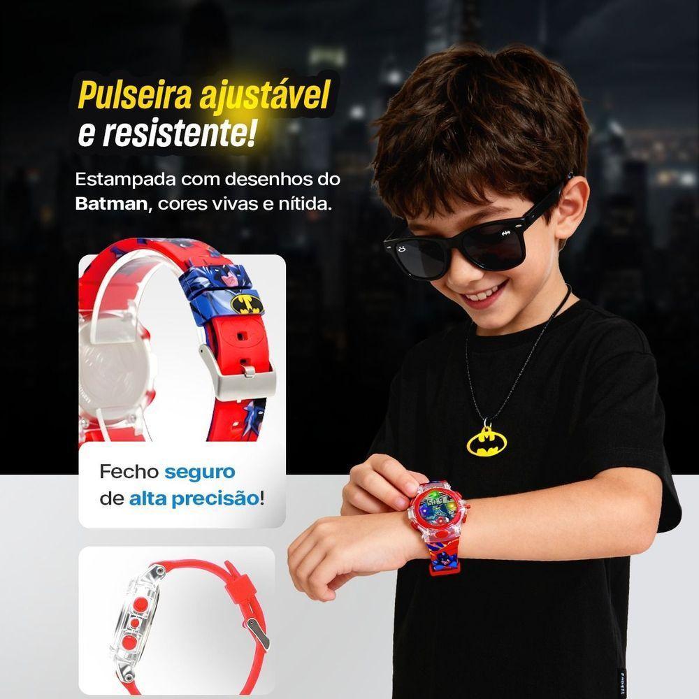 Relogio Digital Led Infantil Vermelho + Caixa + Colar Oculos Heroi Luz Silicone Qualidade Premium - 2