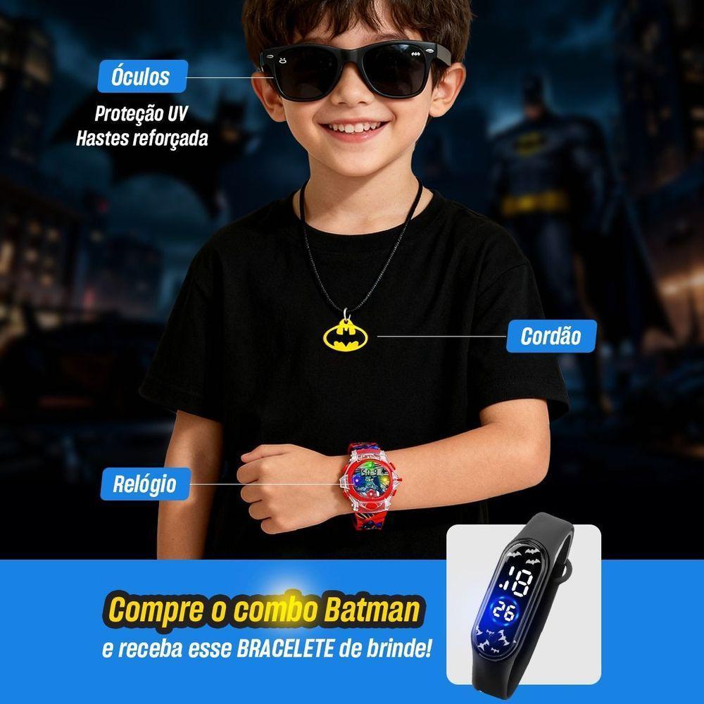 Relogio Digital Led Infantil Vermelho + Caixa + Colar Oculos Heroi Luz Silicone Qualidade Premium - 4