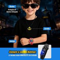 Relogio Digital Led Infantil Vermelho + Caixa + Colar Oculos Heroi Luz Silicone Qualidade Premium