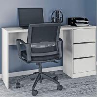 Mesa Para Computador Ana 3 Gavetas Atualle Móveis Branco Fosco - 2
