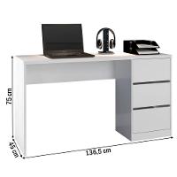 Mesa Para Computador Ana 3 Gavetas Atualle Móveis Branco Fosco - 3