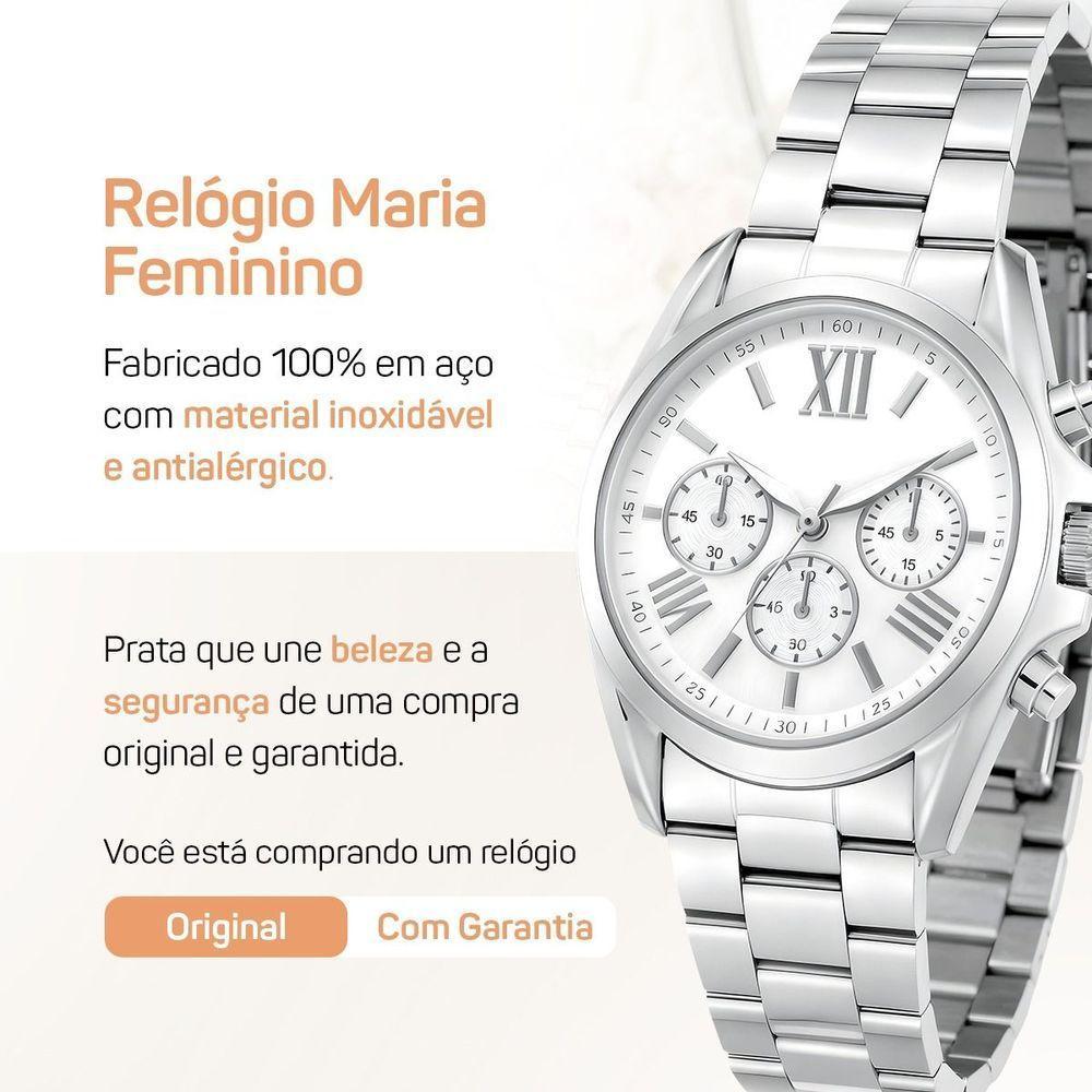 Relogio Aco Inox Feminino Prata Oculos + Pulseira Caixa Losango Pingente Original Casual Protecao Uv - 6