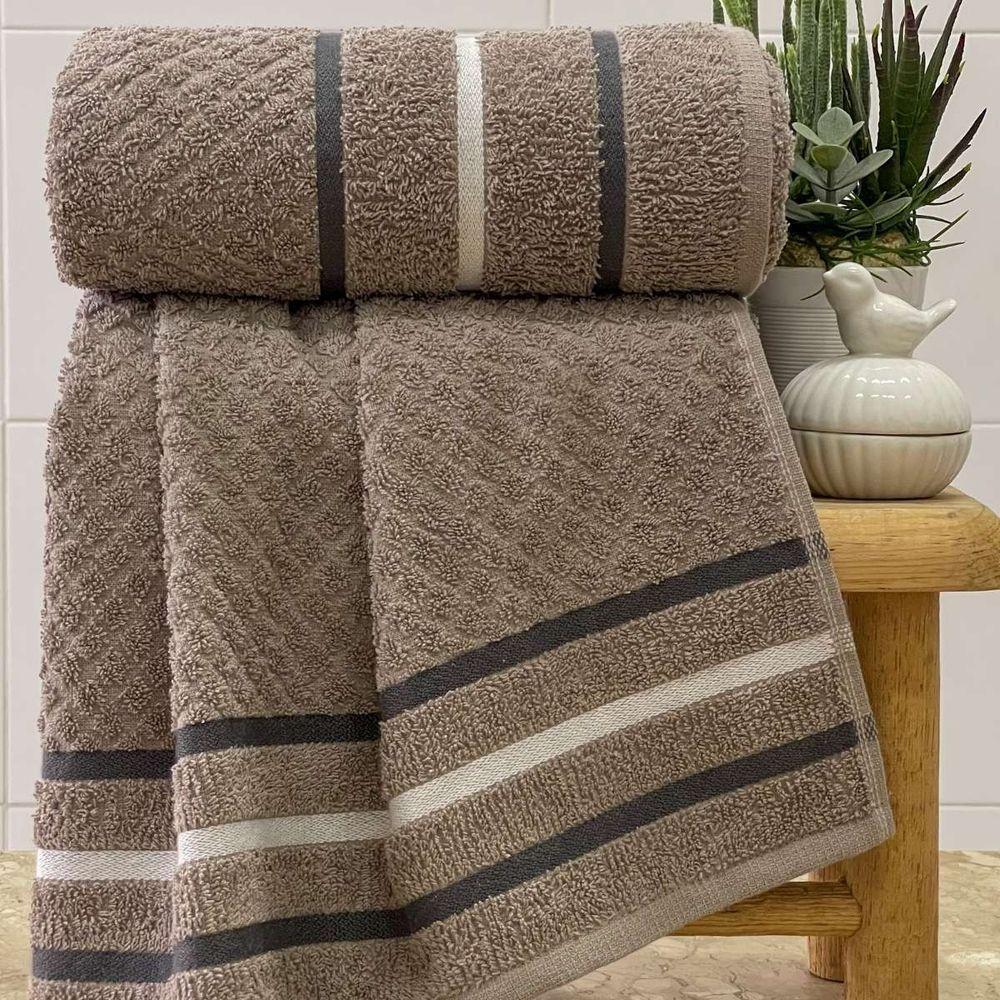 Toalha Banhão Verona Fio Penteado 75x150 Taupe - 1