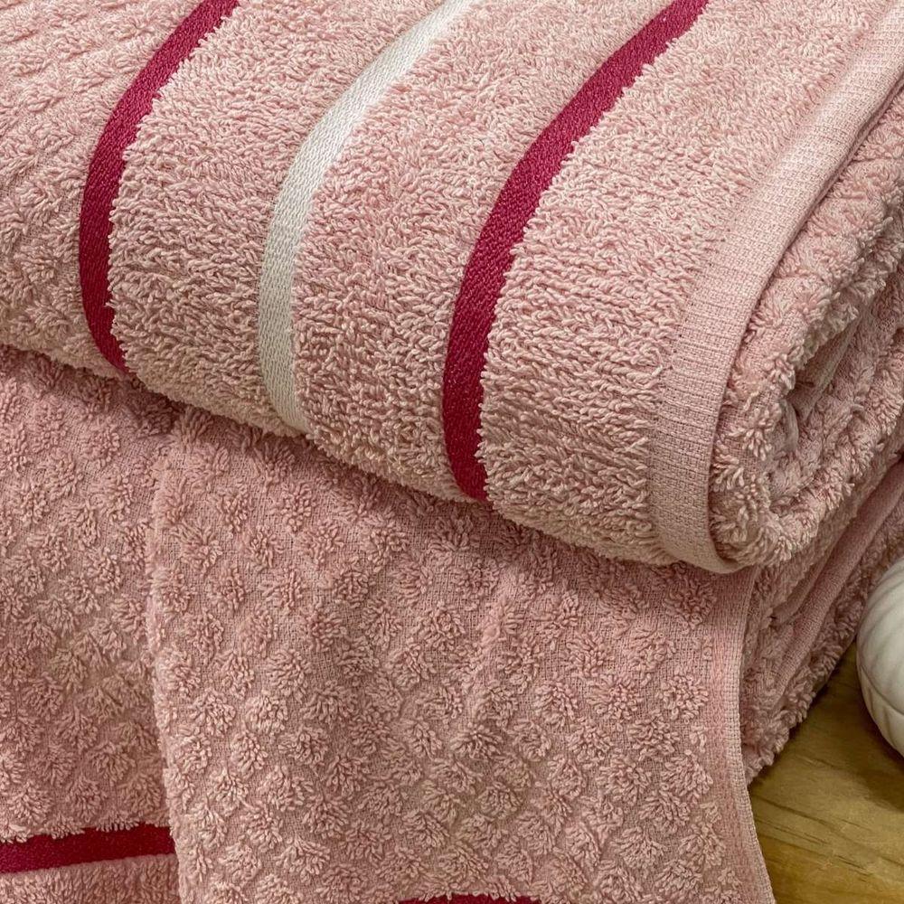 Toalha Banhão Verona Fio Penteado 75x150 Rosa - 3