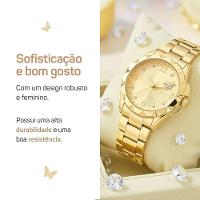 Relogio Banhado Aco Inox Feminino + Pulseira Colar + Caixa Original Perola Casual Ajustavel Moda - 7