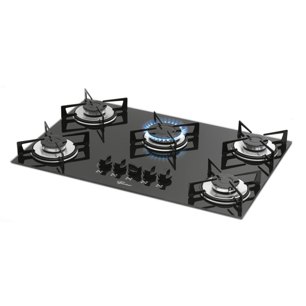 Cooktop 5 Bocas a Gás Acendimento Superautomático Preto Fischer - 1