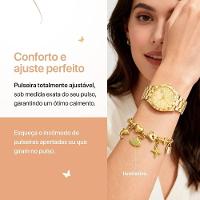Relogio Feminino Aco Dourado Prova Dagua + Caixa Social Qualidade Premium Resistente Moda Presente