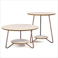 Conjunto Mesa De Apoio E Centro Liz Pés De Ferro Ej Móveis Off White-freijó - 1