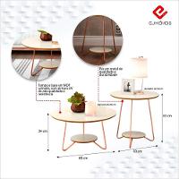 Conjunto Mesa De Apoio E Centro Liz Pés De Ferro Ej Móveis Off White-freijó - 3