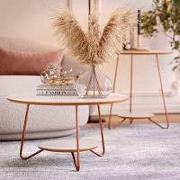 Conjunto Mesa De Apoio E Centro Liz Pés De Ferro Ej Móveis Off White-freijó - 5