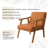 Kit 2 Poltronas Decorativa Com Braço Em Madeira Maciça Livia Courino Caramelo - 3