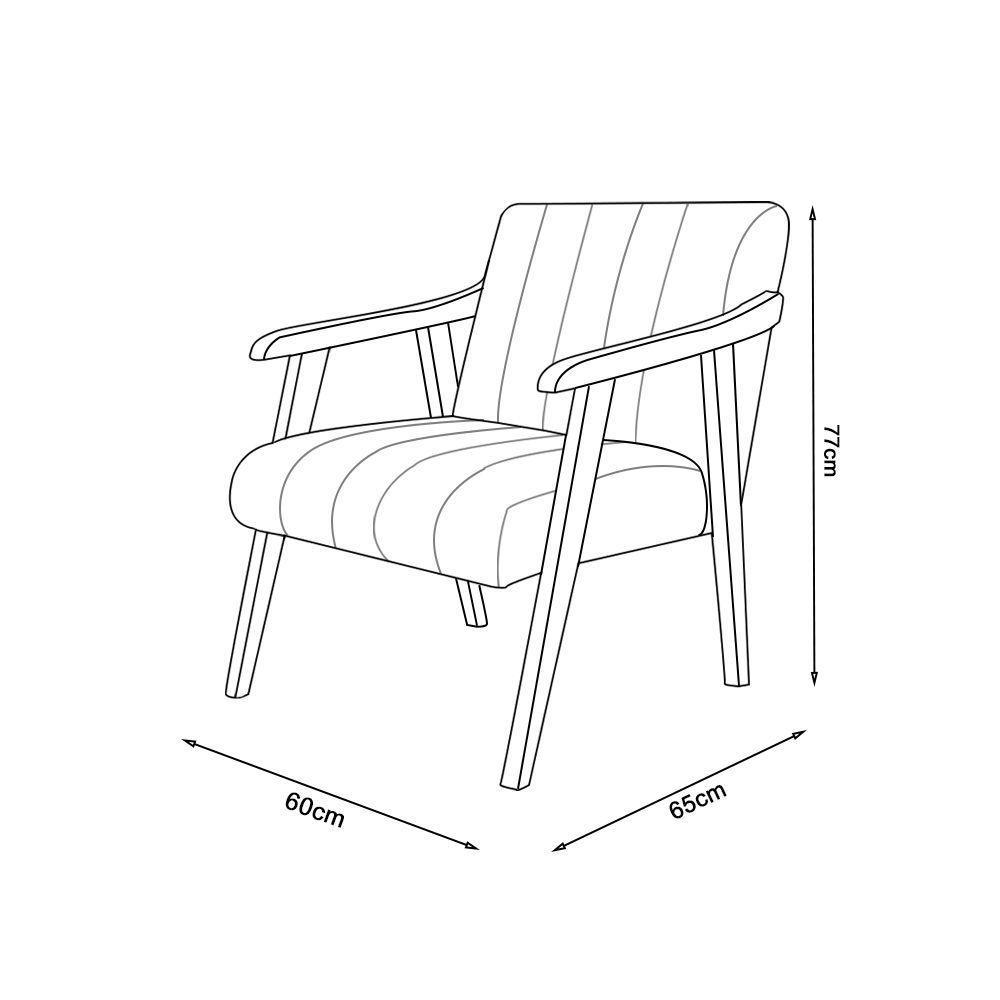 Kit 2 Poltronas Decorativa Com Braço Em Madeira Maciça Livia Veludo Bege - 4