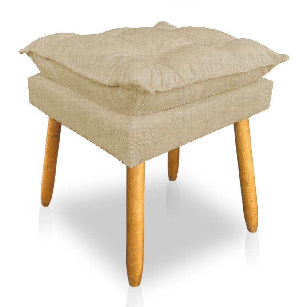 Kit 2 Puffs Decorativo Opala Linho Dourado Pés Palito Sky Mobile - 3