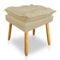 Kit 2 Puffs Decorativo Opala Linho Dourado Pés Palito Sky Mobile - 3