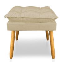 Kit 2 Puffs Decorativo Opala Linho Dourado Pés Palito Sky Mobile