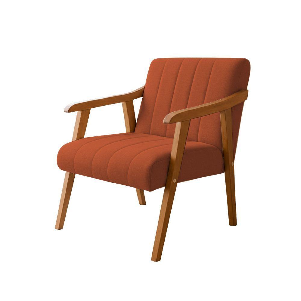 Kit 2 Poltronas Decorativa Com Braço Em Madeira Maciça Livia Linho Terracota - 5