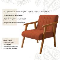 Kit 2 Poltronas Decorativa Com Braço Em Madeira Maciça Livia Linho Terracota - 3