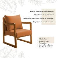 Poltrona Decorativa Com Braço Em Madeira Maciça Alice Courino Caramelo - 3
