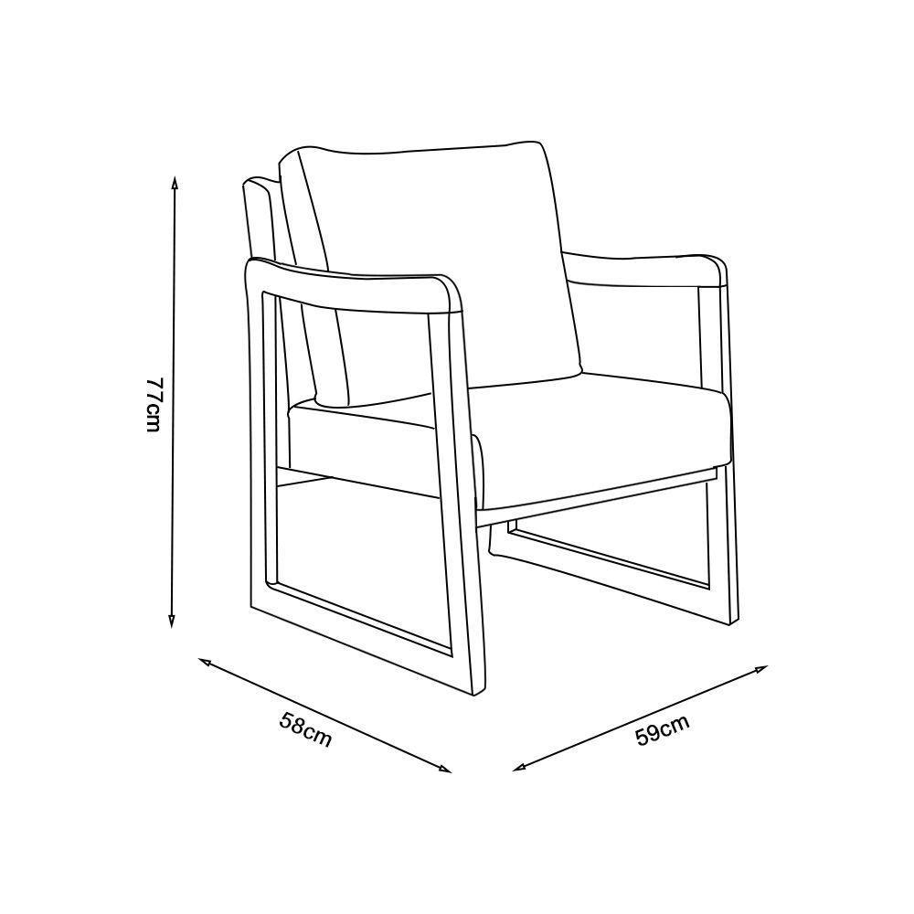 Kit 2 Poltronas Decorativa Com Braço Em Madeira Maciça Alice Veludo Azul - 4