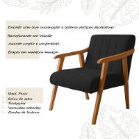 Kit 2 Poltronas Decorativa Com Braço Em Madeira Maciça Livia Veludo Preto - 3