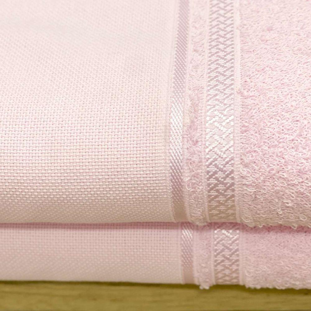 Toalha Visita Para Bordar Teka Criativa 30x50cm Rosa Claro - 4