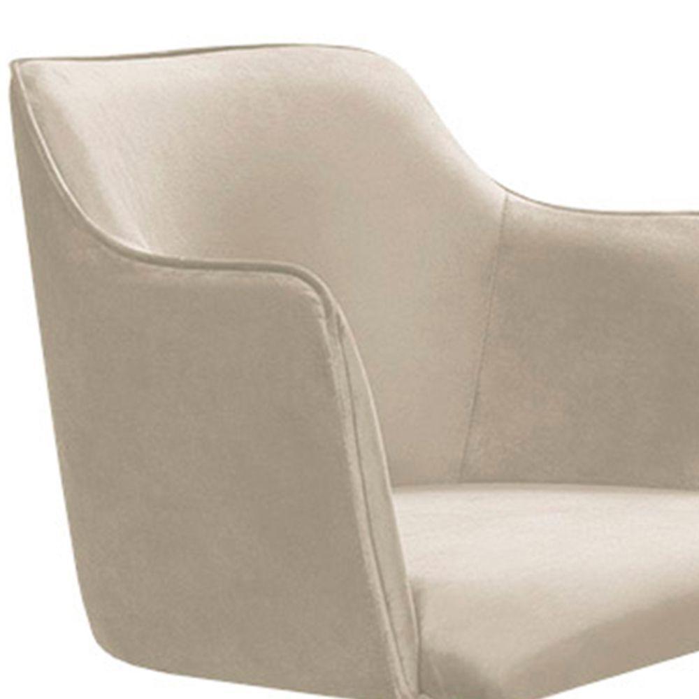 Poltrona Camélia Base Giratória De Madeira Veludo Cor Bege 2137 - 5