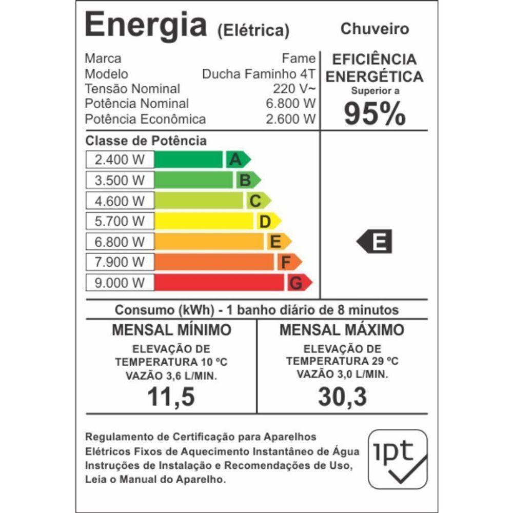 Chuveiro Ducha Faminho Black Fame 4t 220v~6800w - 3