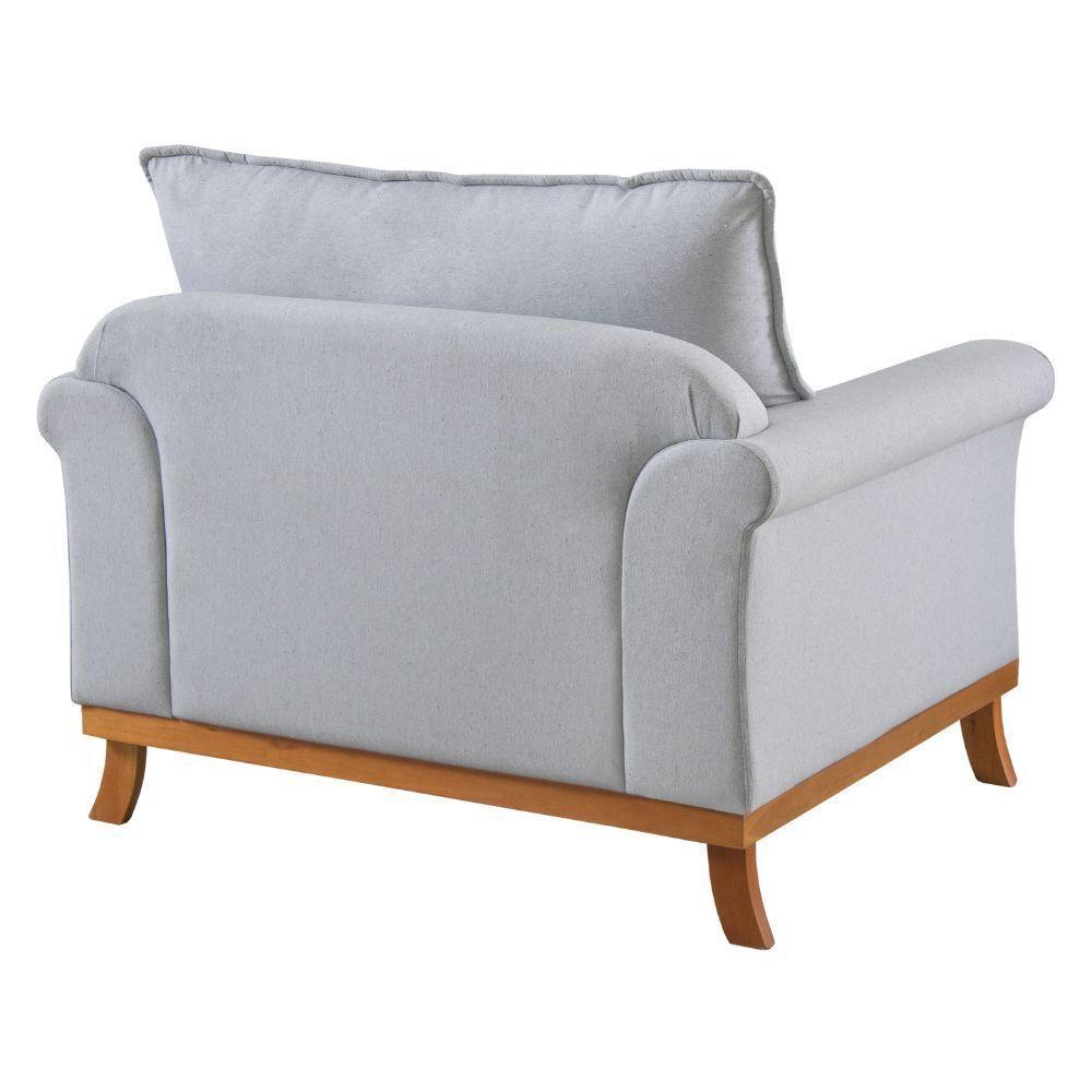 Poltrona Vitoria Em Linho Pés De Madeira - 3