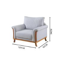 Poltrona Vitoria Em Linho Pés De Madeira