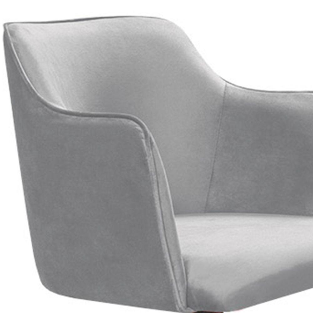 Poltrona Camélia Base Giratória De Madeira Veludo Cor Cinza 2107 - 5